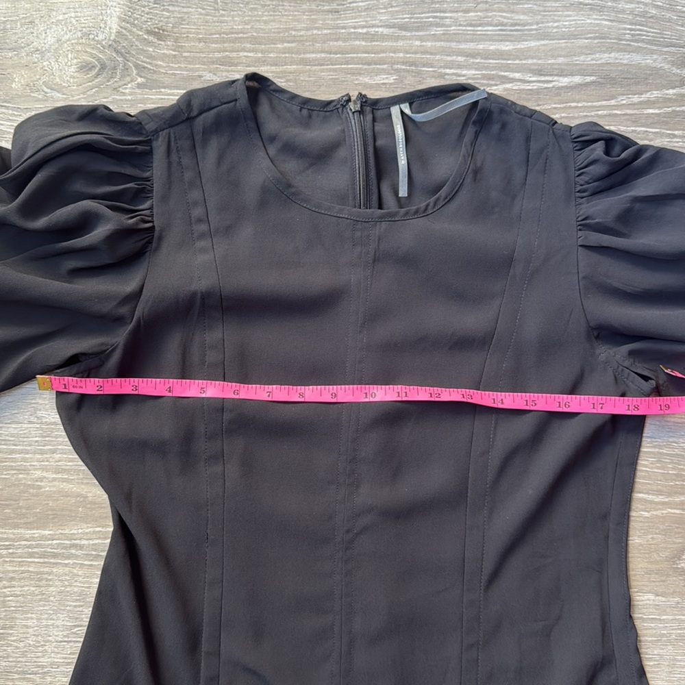 Anthropologie Black Midi Dress with Puff Sleeves - Picture 11 of 14